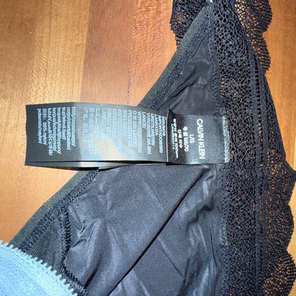 Set of 3 Calvin Klein assorted thong panty black/blue/black large - Picture 13 of 15